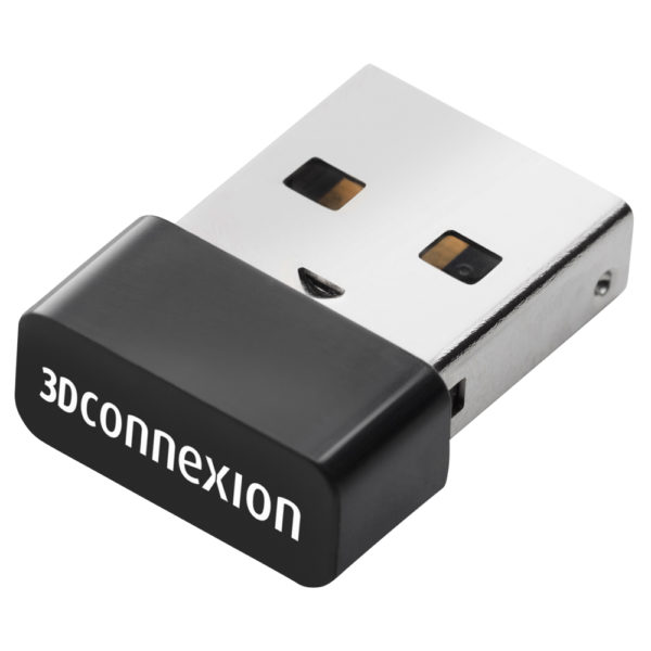 A black and silver usb flash drive with the word 3 dconnexion on it.