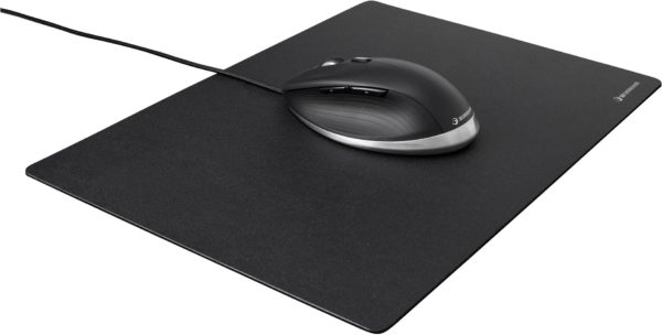 A mouse and pad on top of a white background.