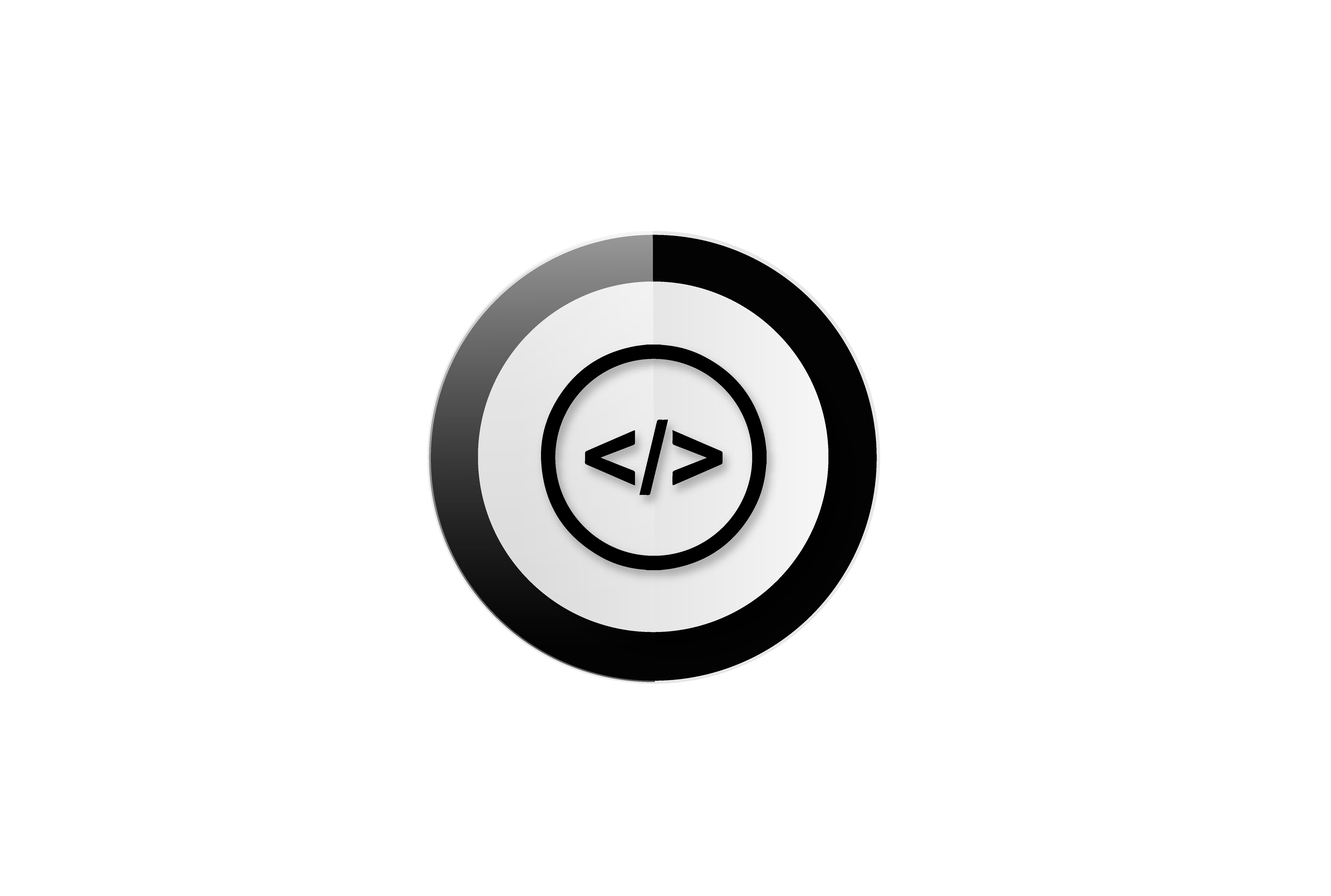 A black and white button with an arrow in it.