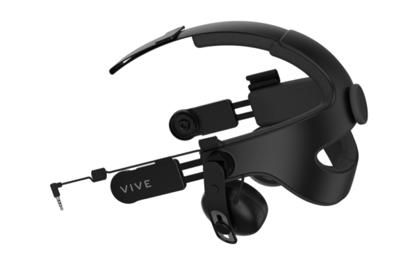 A black headset with a microphone attached to it.