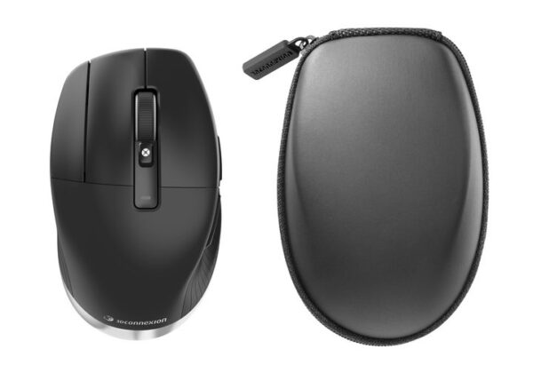 A black mouse with a case on top of it.