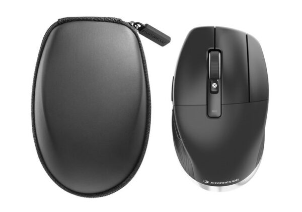 A black mouse with a case on top of it.