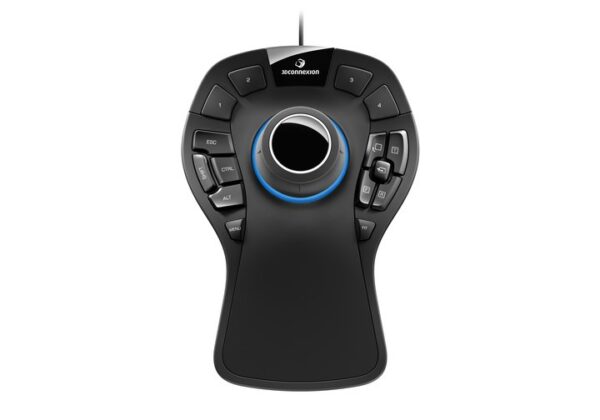 A mouse with blue and black buttons on it.